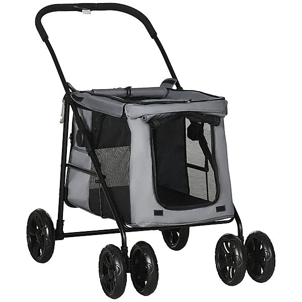 Hundewagen mit Kissen grau (Farbe: grau)