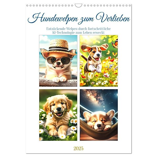 Hundewelpen zum Verlieben (Wandkalender 2025 DIN A3 hoch), CALVENDO Monatskalender, Calvendo, Marco Warstat