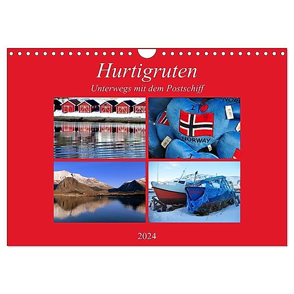 Hurtigruten - Unterwegs mit dem Postschiff (Wandkalender 2024 DIN A4 quer), CALVENDO Monatskalender, Pia Thauwald