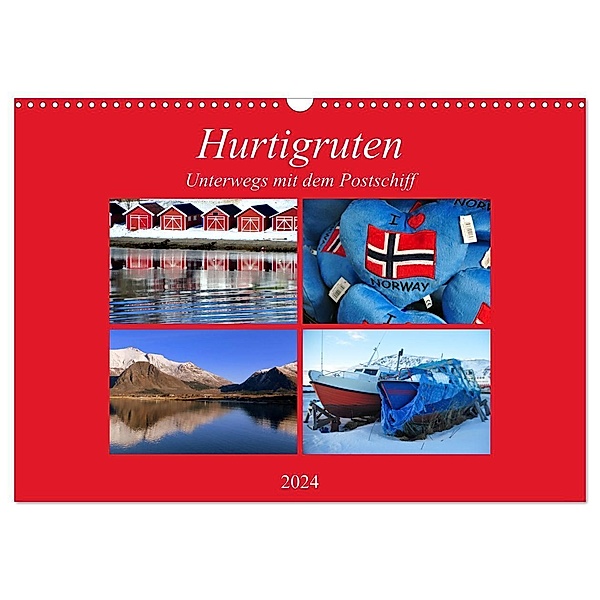 Hurtigruten - Unterwegs mit dem Postschiff (Wandkalender 2024 DIN A3 quer), CALVENDO Monatskalender, Pia Thauwald