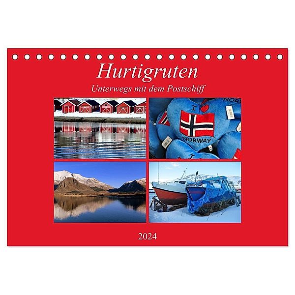 Hurtigruten - Unterwegs mit dem Postschiff (Tischkalender 2024 DIN A5 quer), CALVENDO Monatskalender, Pia Thauwald