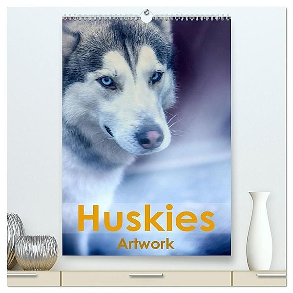 Huskies - Artwork (hochwertiger Premium Wandkalender 2025 DIN A2 hoch), Kunstdruck in Hochglanz, Calvendo, Liselotte Brunner-Klaus