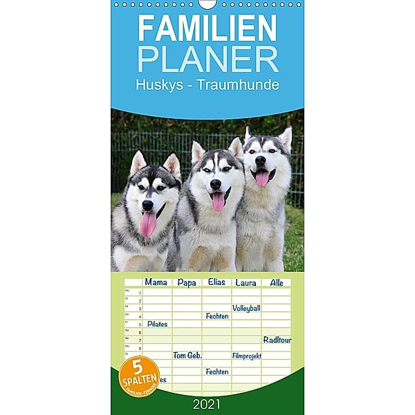 Huskys - Traumhunde - Familienplaner hoch (Wandkalender 2021 , 21 cm x 45 cm, hoch), Michael Ebardt