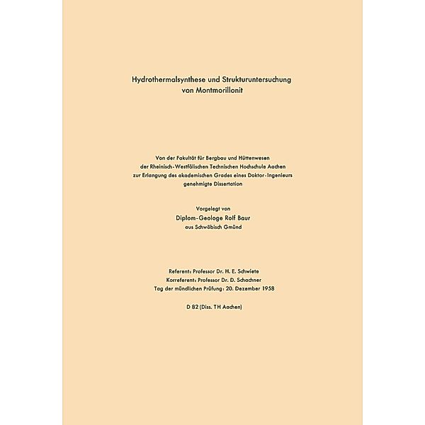 Hydrothermalsynthese und Strukturuntersuchung von Montmorillonit, Rolf Schwiete