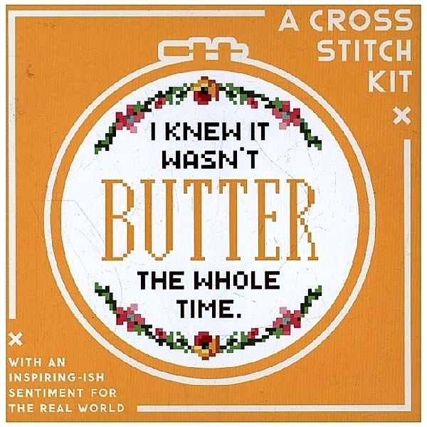 I Knew It Wasn't Butter Cross Stitch Kit, Brass Monkey, Galison