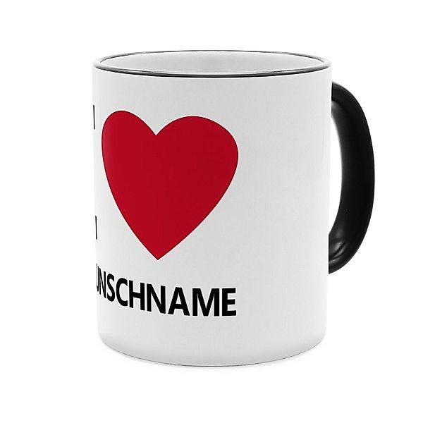 I Love ... - Personalisierter Kaffeebecher (Farbe: Schwarz)