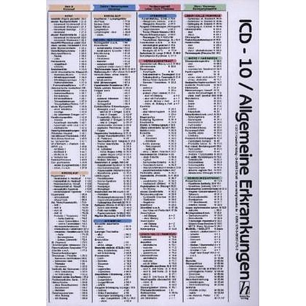 ICD-10, Allgemeine Erkrankungen, Tafel