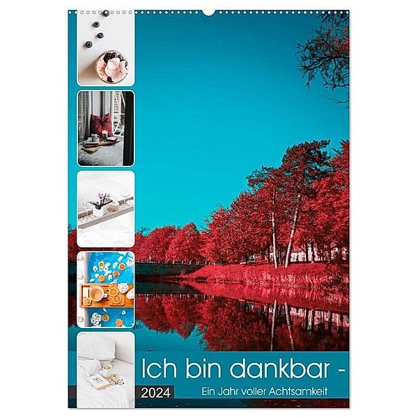 Ich bin dankbar - ein Jahr voller Achtsamkeit (Wandkalender 2024 DIN A2 hoch), CALVENDO Monatskalender, MD-Publishing