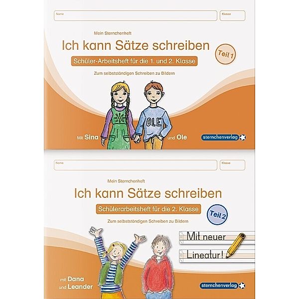 Ich kann Sätze schreiben Teil 1 und 2 im Set - Schülerarbeitshefte für die 1. und 2. Klasse, sternchenverlag GmbH, Katrin Langhans