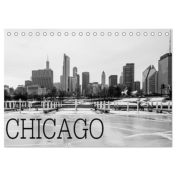 Icy Chicago (Tischkalender 2025 DIN A5 quer), CALVENDO Monatskalender, Calvendo, David Stein