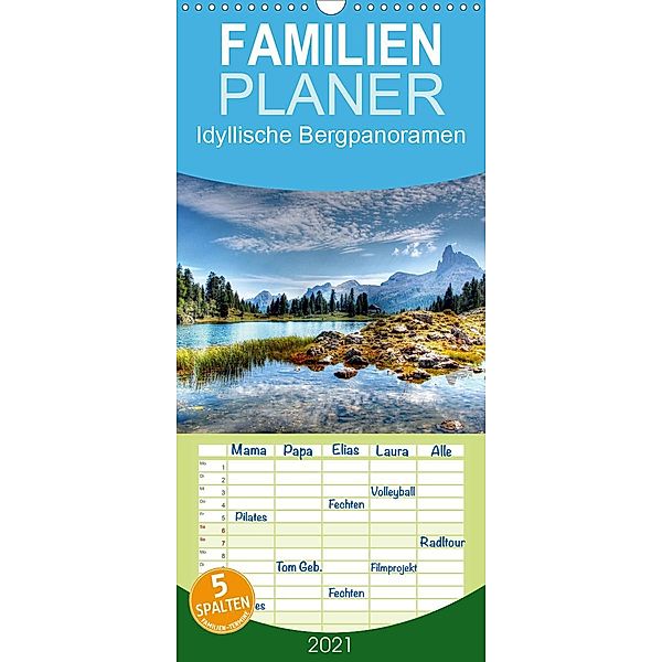 Idyllische Bergpanoramen - Familienplaner hoch (Wandkalender 2021 , 21 cm x 45 cm, hoch), Kordula Vahle