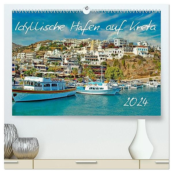 Idyllische Häfen auf Kreta (hochwertiger Premium Wandkalender 2024 DIN A2 quer), Kunstdruck in Hochglanz, Claudia Kleemann