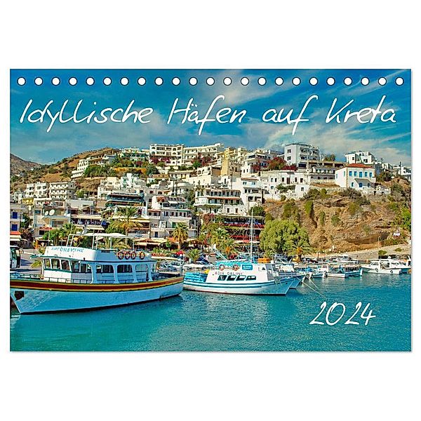 Idyllische Häfen auf Kreta (Tischkalender 2024 DIN A5 quer), CALVENDO Monatskalender, Claudia Kleemann