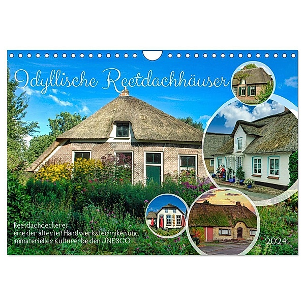 Idyllische Reetdachhäuser (Wandkalender 2024 DIN A4 quer), CALVENDO Monatskalender, Calvendo, Claudia Kleemann