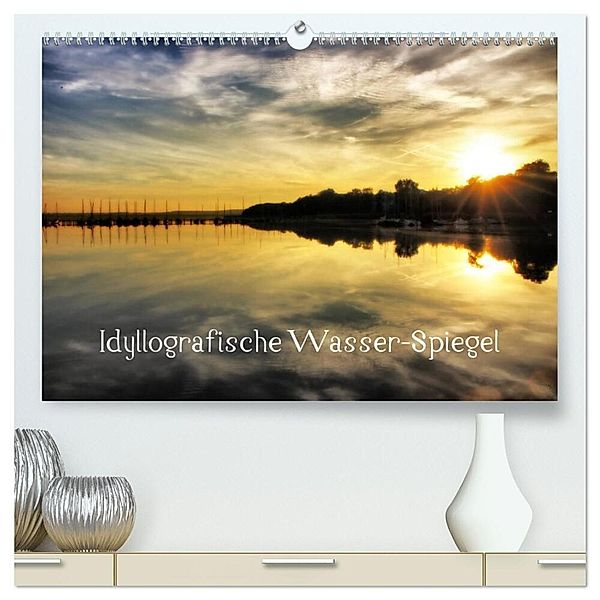 Idyllografische Wasser-Spiegel (hochwertiger Premium Wandkalender 2024 DIN A2 quer), Kunstdruck in Hochglanz, Garrulus glandarius