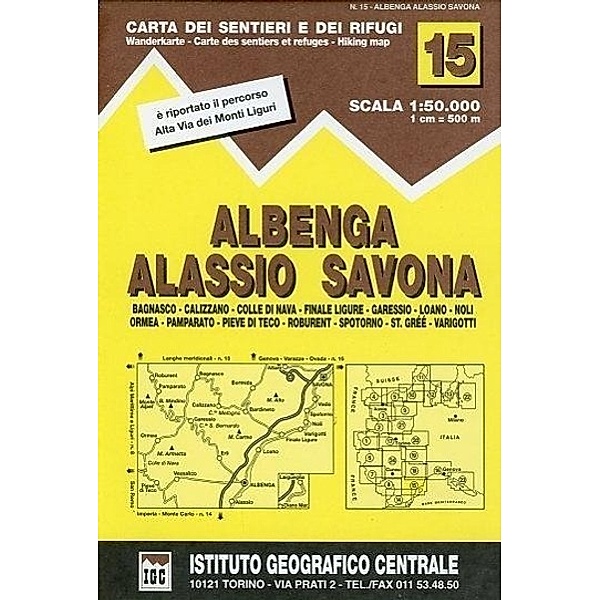 IGC Italien 1 : 50 000 Wanderkarte 15 Albenga Savona