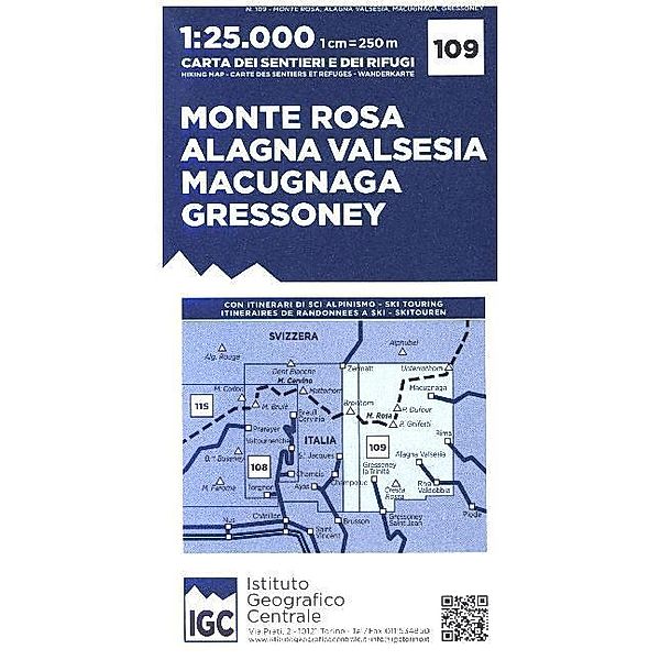 IGC Wanderkarte Monte Rosa, Alagna Valesia, Macugnaca, Gressoney