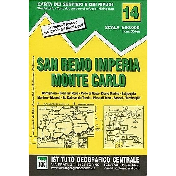 IGC Wanderkarte San Remo, Imperia, Monte Carlo