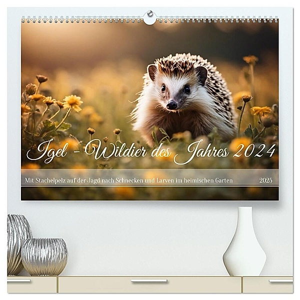 Igel - Wildtier des Jahres 2024 (hochwertiger Premium Wandkalender 2025 DIN A2 quer), Kunstdruck in Hochglanz, Calvendo, Claudia Kleemann