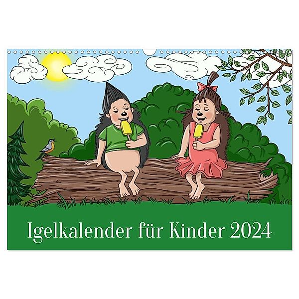 Igelkalender für Kinder (Wandkalender 2024 DIN A3 quer), CALVENDO Monatskalender, Anastasia Frolov