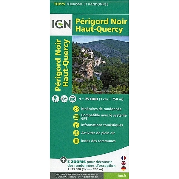 IGN 75 000 Touristische Wanderkarte Perigord Noir Haut Quercy