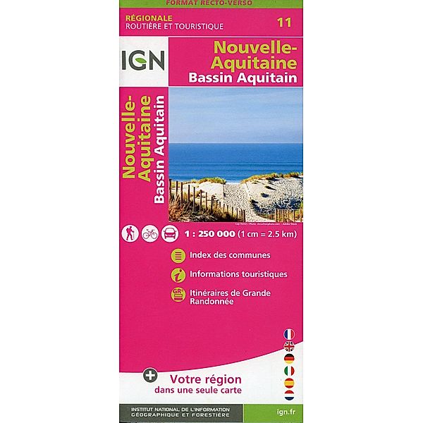 IGN Cartes régionales / NR11 / NR11 Nouvelle Aquitaine (Bassin Aquitain) Recto/verso