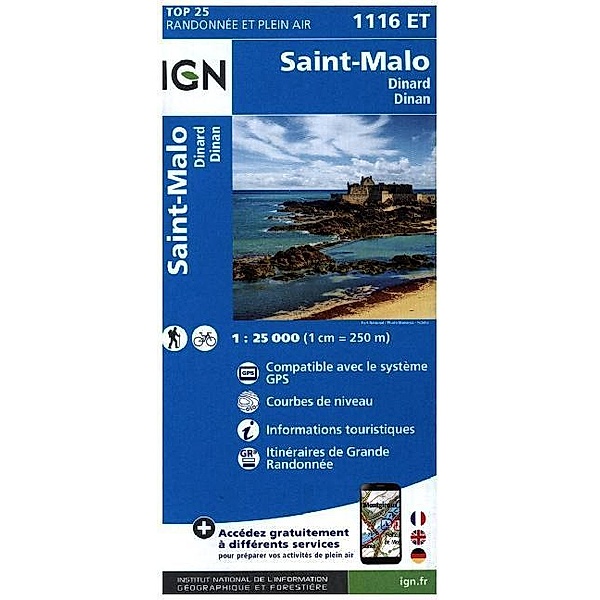 IGN Karte, Carte de randonnée (et plein air) / 1116ET / IGN Karte, Carte de randonnée (et plein air) St.-Malo - Dinard - Dinan