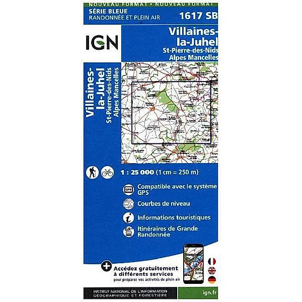 IGN Karte, Carte de randonnée (et plein air) / 1617SB / IGN Karte, Carte de randonnée (et plein air) Villaines la Juhel