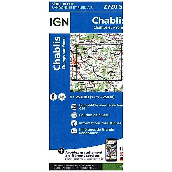 IGN Karte, Carte de randonnée (et plein air) / 2720SB / IGN Karte, Carte de randonnée (et plein air) Chablis Champs