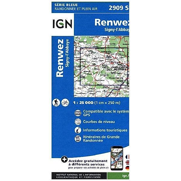 IGN Karte, Carte de randonnée (et plein air) / 2909SB / IGN Karte, Carte de randonnée (et plein air) Renwez Signy