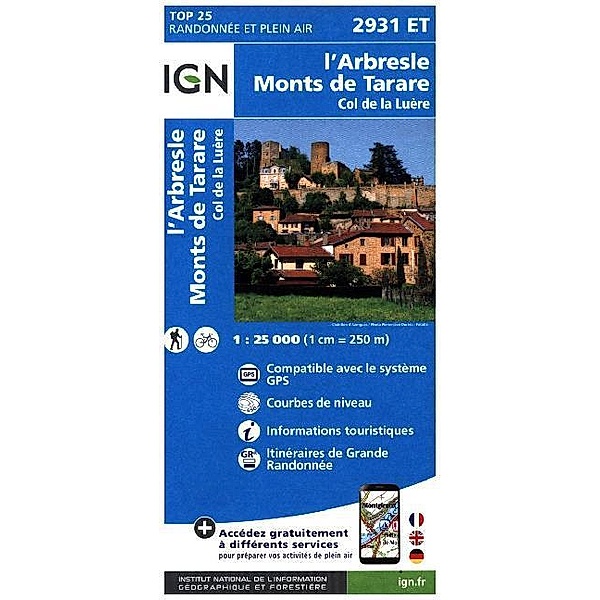 IGN Karte, Carte de randonnée (et plein air) / 2931ET / IGN Karte, Carte de randonnée (et plein air) L'Arbresle - Montsde Tatare - Col de la Luère