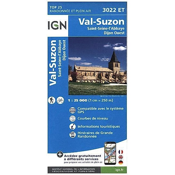 IGN Karte, Carte de randonnée (et plein air) / 3022ET / IGN Karte, Carte de randonnée (et plein air)Val Suzon - Saint-Seine-l'Abbaye - Dijon Ouest