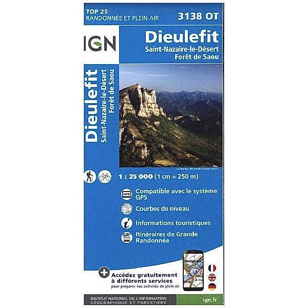 IGN Karte, Carte de randonnée (et plein air) / 3138OT / IGN Karte, Carte de randonnée (et plein air) Dieulefit St Nazaaire -le-Désert - Foret de Saou