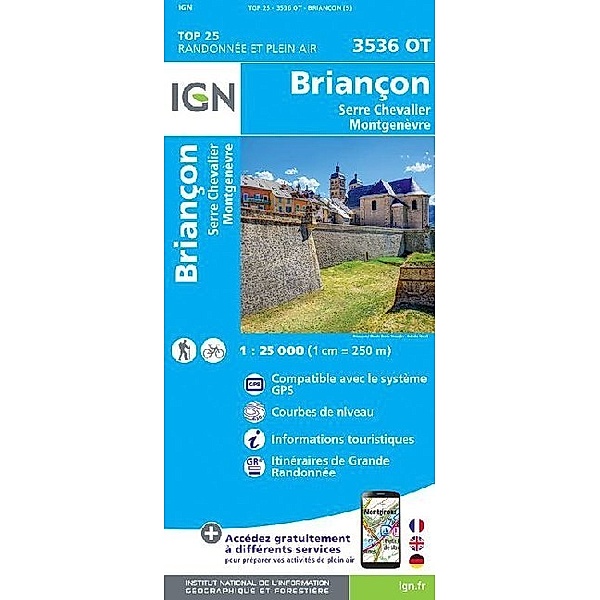 IGN Karte, Carte de randonnée (et plein air) Briançon.Serre-Chevalier.Montgenèvre