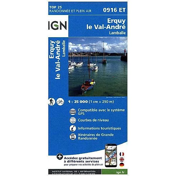 IGN Karte, Carte de randonnée (et plein air) Erquy le Val- André - Lamballe