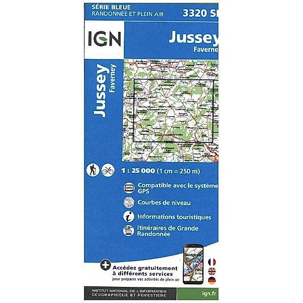 IGN Karte, Carte de randonnée (et plein air) Jussey Faverney