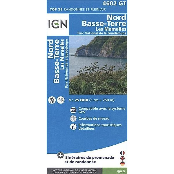 IGN Karte, Carte de randonnée (et plein air) Lamentin - Basse-Terre - Les Mamelles - Parc National de la Guadeloupe