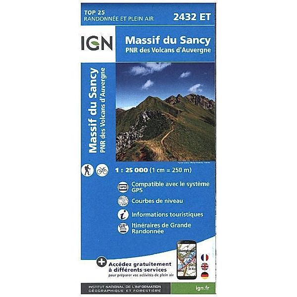 IGN Karte, Carte de randonnée (et plein air) Massif du Sancy - PNR des Volcans d'Auvergne