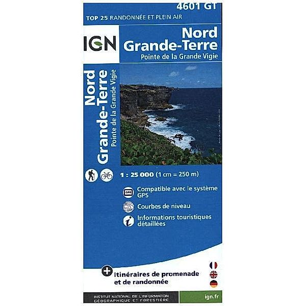IGN Karte, Carte de randonnée (et plein air) Nord - Grande-Terre - Pointe de la Grande Vigie - Île de la Guadeloupe