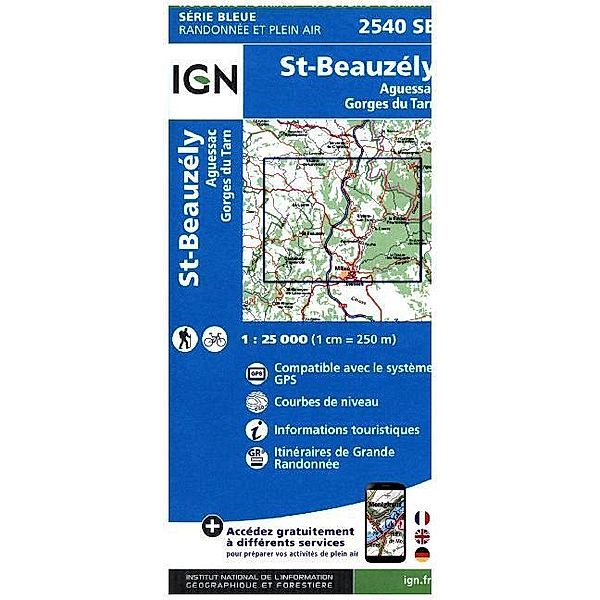 IGN Karte, Carte de randonnée (et plein air) St Beauzely Agues