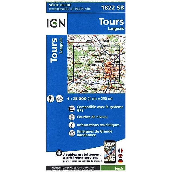 IGN Karte, Carte de randonnée (et plein air) Tours Langeais