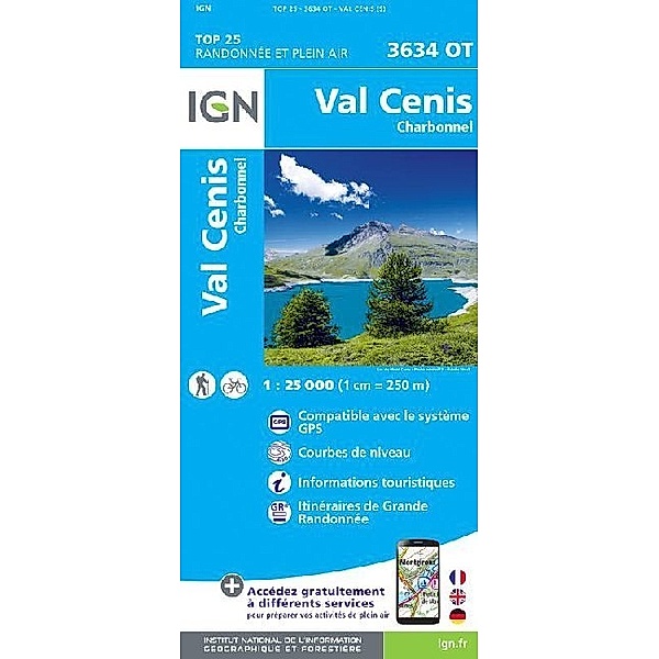 IGN Karte, Carte de randonnée (et plein air) Val-Cenis Charbonnel