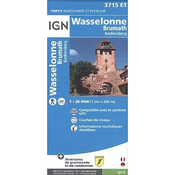 IGN Karte, Carte de randonnée (et plein air) Wasselonne, Brumat, Kochersberg