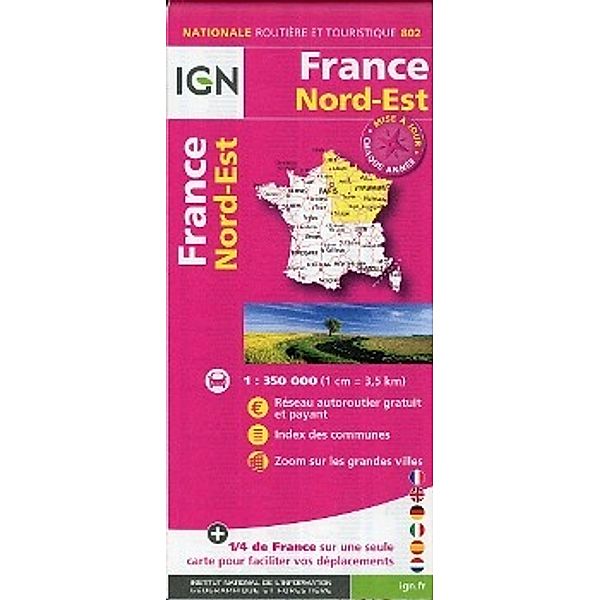 IGN Karte, Nationale Routière (et Touristique) France Nord-Est