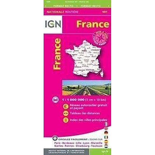 IGN Karte, Nationale Routière (et Touristique) France Routiere Maxi Format