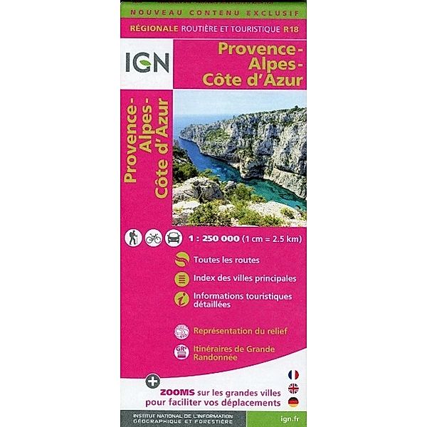 IGN Karte, Régionale Routière (et Touristique) Provence, Alpes, Côtes d'Azur