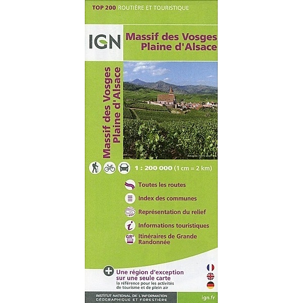 IGN Karte, Routière et Touristique Massif des Vosges, Plaine d' Alsace