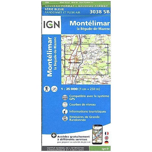 IGN Karte, Serie Bleue Montélimar. la Bégude-de-Mazenc