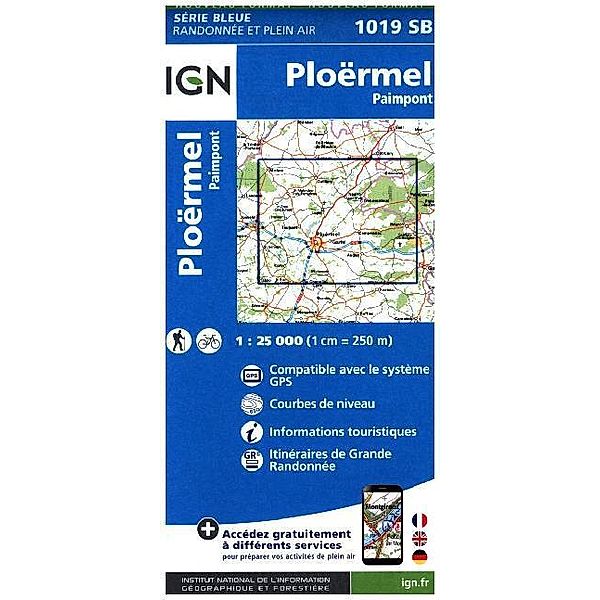 IGN Karte, Serie Bleue Ploermel, Paimpont