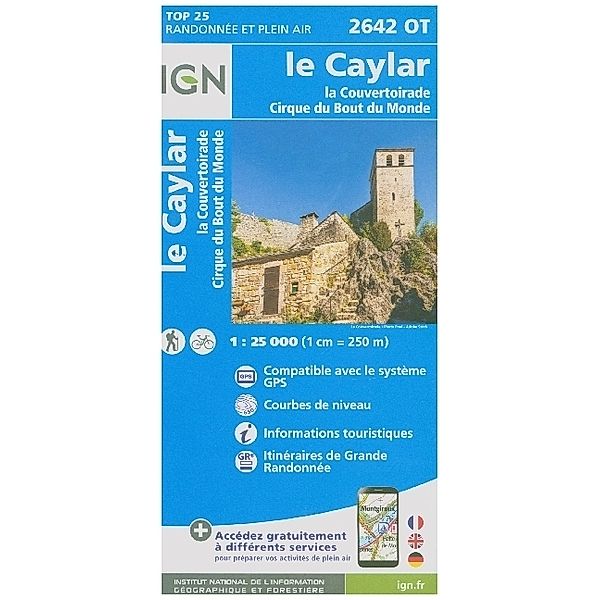 IGN Karte, Serie Bleue Top 25 Le Caylar.la Couvertoirade.Cirque du Bout du Monde